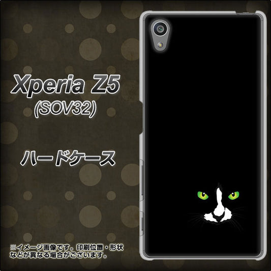 au エクスペリアZ5 SOV32 高画質仕上げ 背面印刷 ハードケース【398 黒ネコ】
