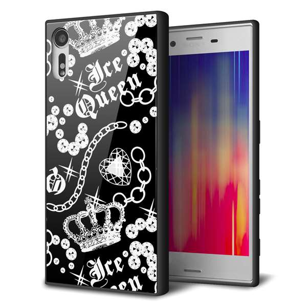 au エクスペリアXZ SOV34 強化ガラス＆TPUスマホケース ガラプリ【187 ゴージャス クラウン】