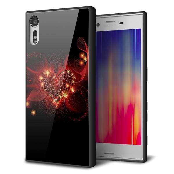 au エクスペリアXZ SOV34 強化ガラス＆TPUスマホケース ガラプリ【382 ハートの創生】
