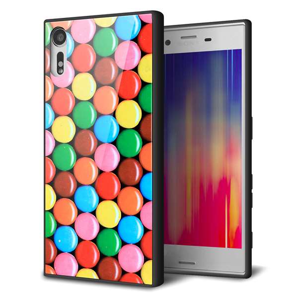 au エクスペリアXZ SOV34 強化ガラス＆TPUスマホケース ガラプリ【448 マーブルチョコ】