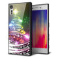 au エクスペリアXZ SOV34 強化ガラス＆TPUスマホケース ガラプリ【722 レインボークリスマス】