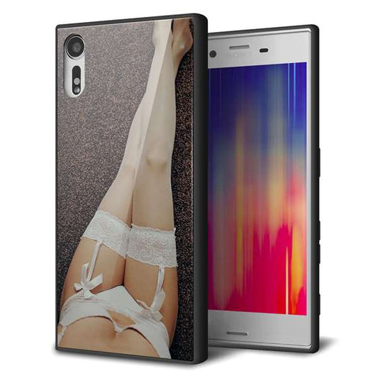 au エクスペリアXZ SOV34 強化ガラス＆TPUスマホケース ガラプリ【KM888 ストッキング】