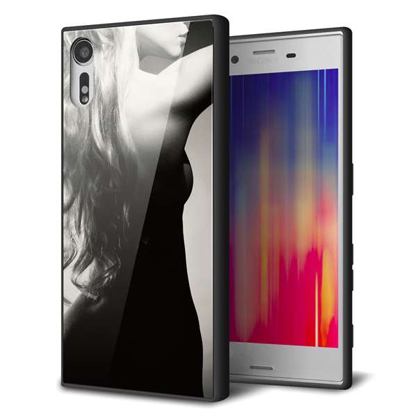 au エクスペリアXZ SOV34 強化ガラス＆TPUスマホケース ガラプリ【KM890 バックスタイル】