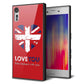 au エクスペリアXZ SOV34 強化ガラス＆TPUスマホケース ガラプリ【SC804 ユニオンジャック ハートビンテージレッド】