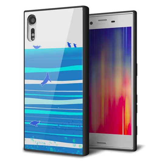 au エクスペリアXZ SOV34 強化ガラス＆TPUスマホケース ガラプリ【YB920 ペンギン01】