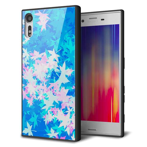 au エクスペリア XZs SOV35 強化ガラス＆TPUスマホケース ガラプリ【YJ290 デザインもみじ】