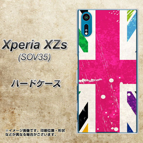 au エクスペリア XZs SOV35 高画質仕上げ 背面印刷 ハードケース【SC806 ユニオンジャック ピンクビンテージ】