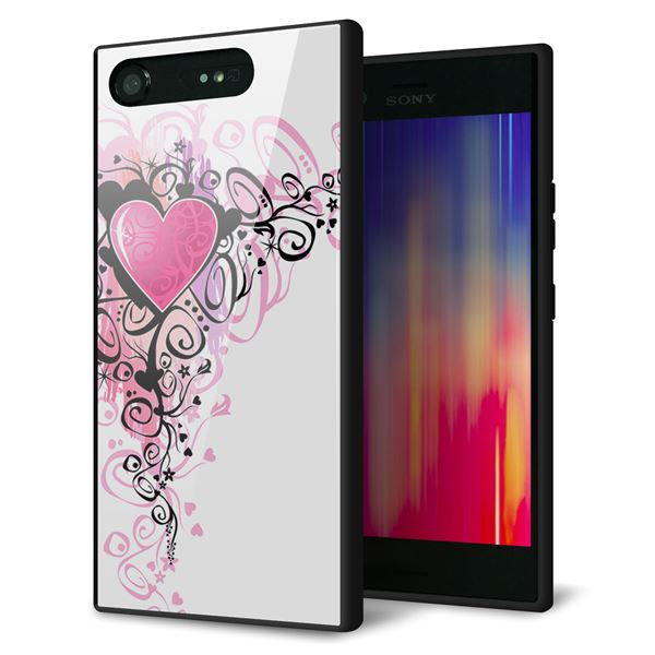 au エクスペリア XZ1 SOV36 強化ガラス＆TPUスマホケース ガラプリ【007 スタイリッシュハート】
