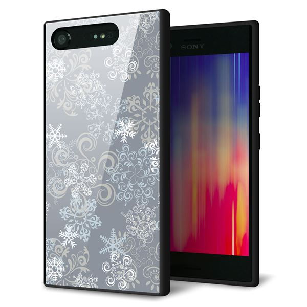 au エクスペリア XZ1 SOV36 強化ガラス＆TPUスマホケース ガラプリ【XA801 雪の結晶】