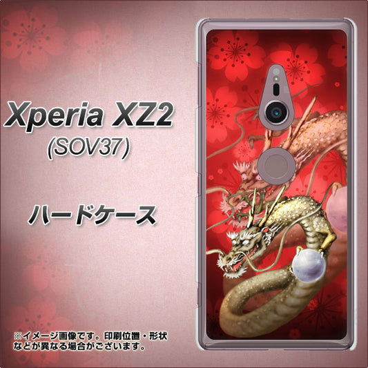 au エクスペリア XZ2 SOV37 高画質仕上げ 背面印刷 ハードケース【1004 桜と龍】