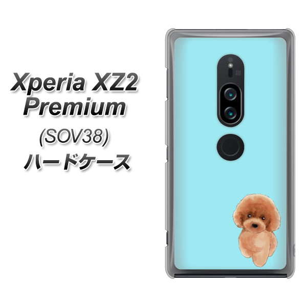 au エクスペリア XZ2 プレミアム SOV38 高画質仕上げ 背面印刷 ハードケース【YJ050 トイプードルレッド（ブルー）】