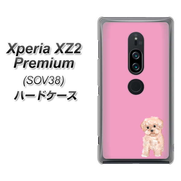 au エクスペリア XZ2 プレミアム SOV38 高画質仕上げ 背面印刷 ハードケース【YJ061 トイプードルアプリコット（ピンク）】