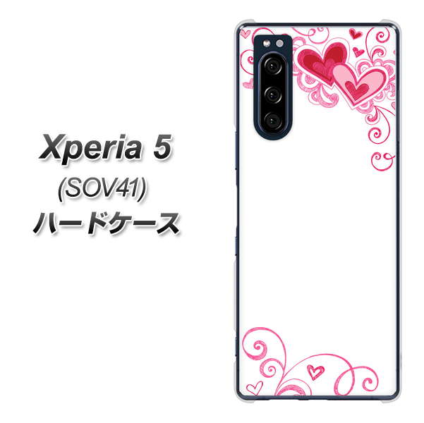 au エクスペリア5 SOV41 高画質仕上げ 背面印刷 ハードケース【365 ハートフレーム】