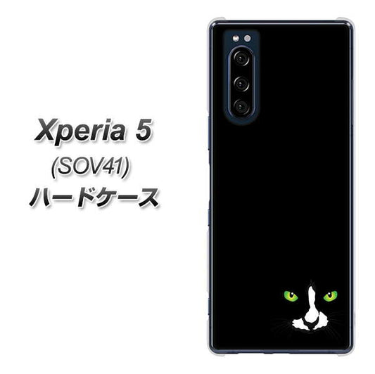 au エクスペリア5 SOV41 高画質仕上げ 背面印刷 ハードケース【398 黒ネコ】