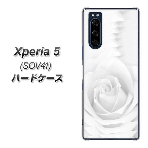 au エクスペリア5 SOV41 高画質仕上げ 背面印刷 ハードケース【402 ホワイトＲｏｓｅ】