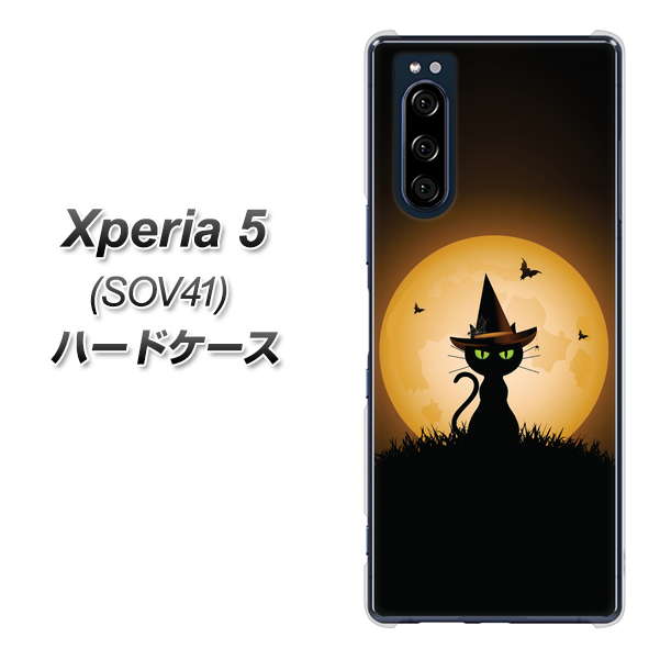 au エクスペリア5 SOV41 高画質仕上げ 背面印刷 ハードケース【440 猫の魔法使い】