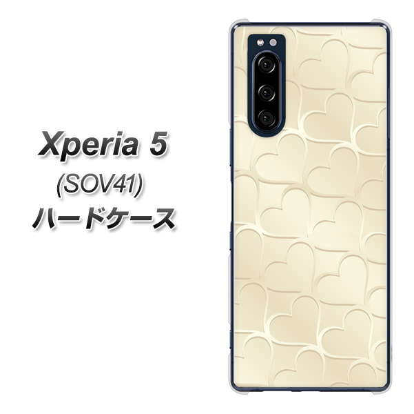 au エクスペリア5 SOV41 高画質仕上げ 背面印刷 ハードケース【630 かくれハート】