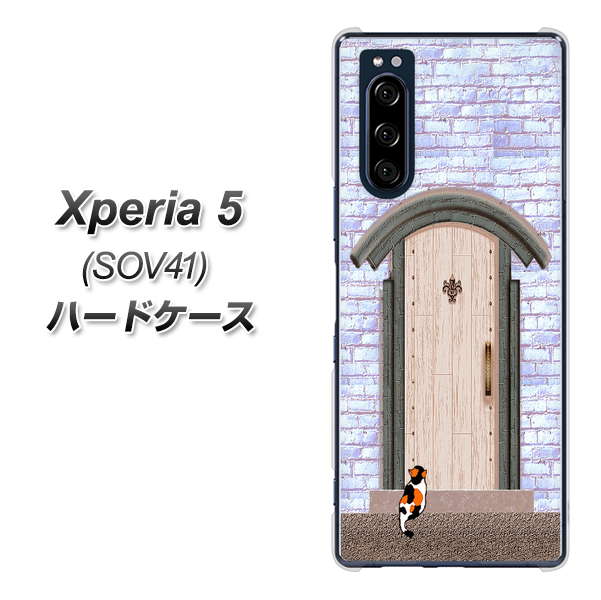 au エクスペリア5 SOV41 高画質仕上げ 背面印刷 ハードケース【YA952 石ドア02 素材クリア】