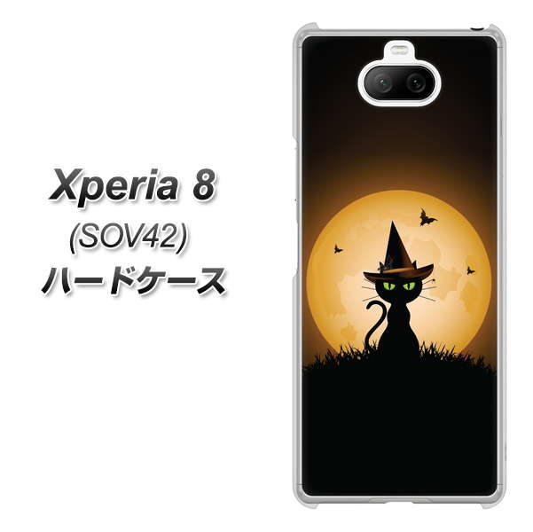 au エクスペリア8 SOV42 高画質仕上げ 背面印刷 ハードケース【440 猫の魔法使い】