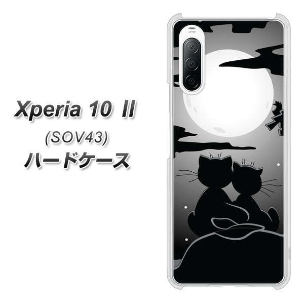 au エクスペリア10 II SOV43 高画質仕上げ 背面印刷 ハードケース【342 月夜の二人】