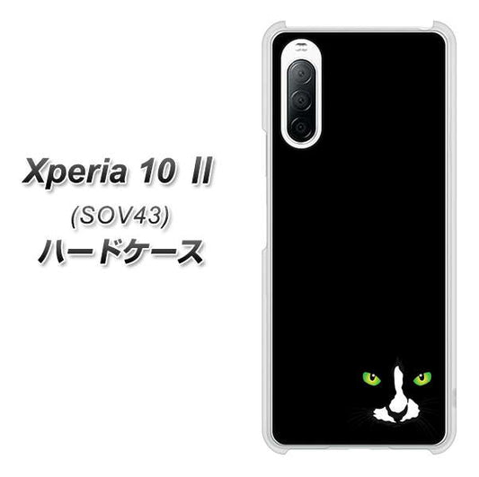 au エクスペリア10 II SOV43 高画質仕上げ 背面印刷 ハードケース【398 黒ネコ】