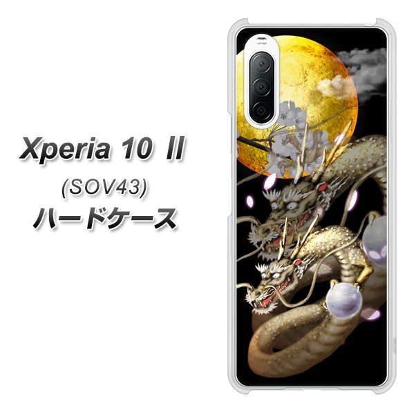 au エクスペリア10 II SOV43 高画質仕上げ 背面印刷 ハードケース【1003 月と龍】
