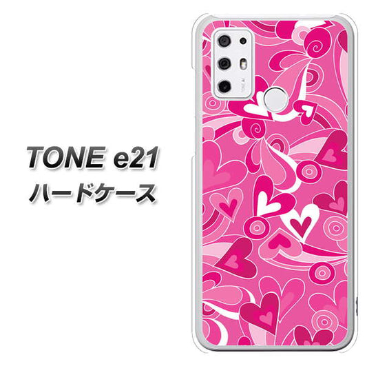 SIMフリー トーンモバイル TONE e21 高画質仕上げ 背面印刷 ハードケース【383 ピンクのハート】