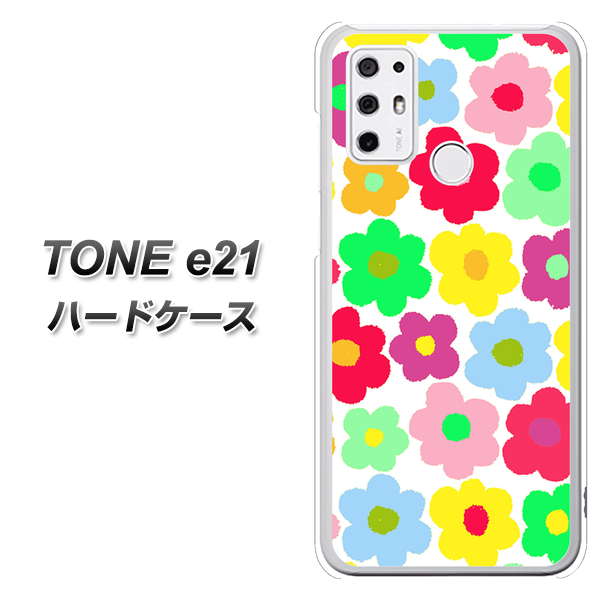 SIMフリー トーンモバイル TONE e21 高画質仕上げ 背面印刷 ハードケース【758 ルーズフラワーカラフル】