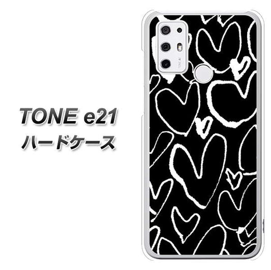 SIMフリー トーンモバイル TONE e21 高画質仕上げ 背面印刷 ハードケース【1124 ハート BK＆WH】