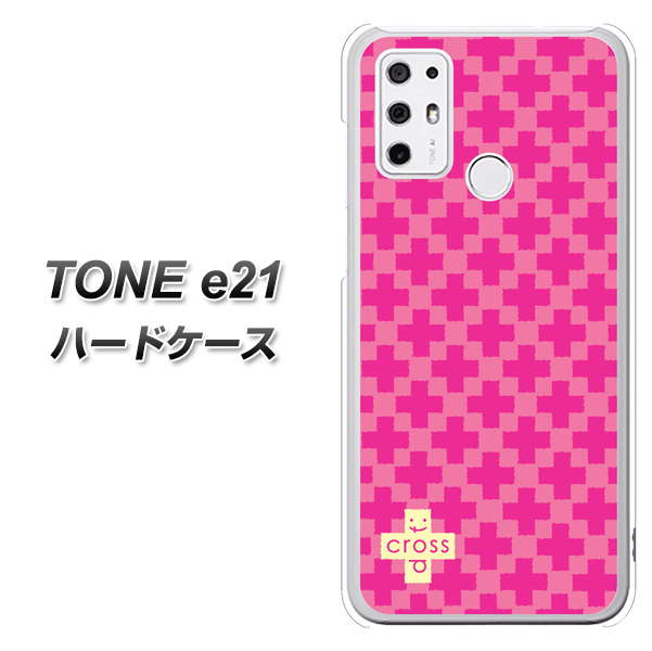 SIMフリー トーンモバイル TONE e21 高画質仕上げ 背面印刷 ハードケース【IB901  クロスドット_ピンク】