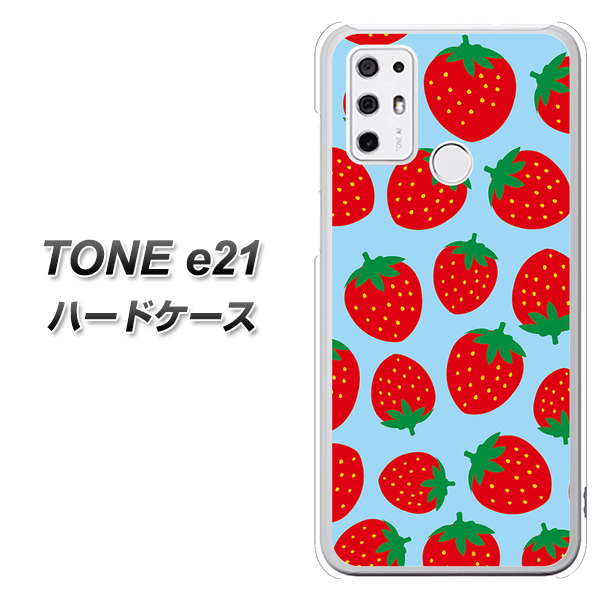 SIMフリー トーンモバイル TONE e21 高画質仕上げ 背面印刷 ハードケース【SC814 小さいイチゴ模様 レッドとブルー】