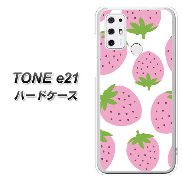 SIMフリー トーンモバイル TONE e21 高画質仕上げ 背面印刷 ハードケース【SC816 大きいイチゴ模様 ピンク】