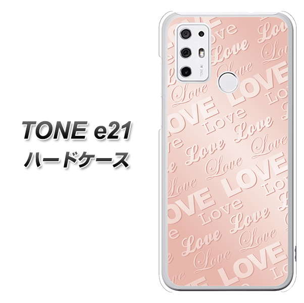 SIMフリー トーンモバイル TONE e21 高画質仕上げ 背面印刷 ハードケース【SC841 エンボス風LOVEリンク（ローズピンク）】