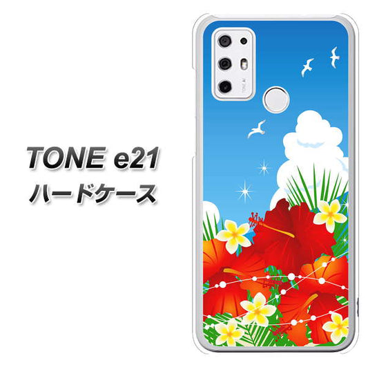 SIMフリー トーンモバイル TONE e21 高画質仕上げ 背面印刷 ハードケース【VA821 ハイビスカスと青空】