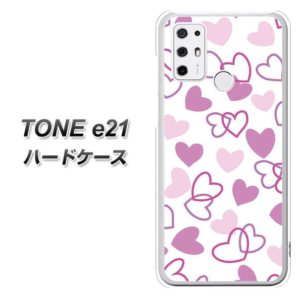 SIMフリー トーンモバイル TONE e21 高画質仕上げ 背面印刷 ハードケース【VA928 ハートがいっぱい パープル】