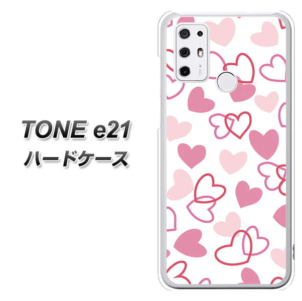 SIMフリー トーンモバイル TONE e21 高画質仕上げ 背面印刷 ハードケース【VA929 ハートがいっぱい ピンク】