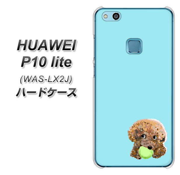 HUAWEI（ファーウェイ）P10 lite WAS-LX2J 高画質仕上げ 背面印刷 ハードケース【YJ054 トイプードル＆ボール（ブルー）】