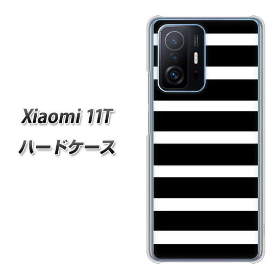 Xiaomi 11T 高画質仕上げ 背面印刷 ハードケース【EK879 ボーダーブラック（L）】