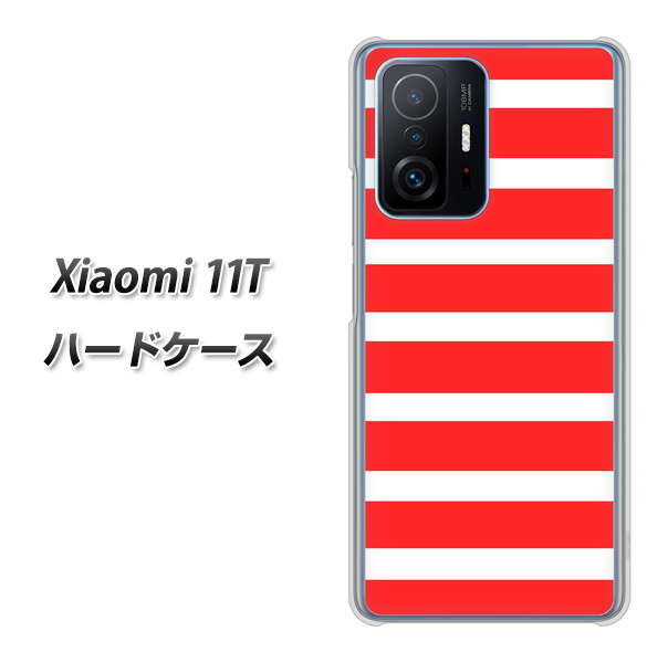 Xiaomi 11T 高画質仕上げ 背面印刷 ハードケース【EK881 ボーダーレッド】