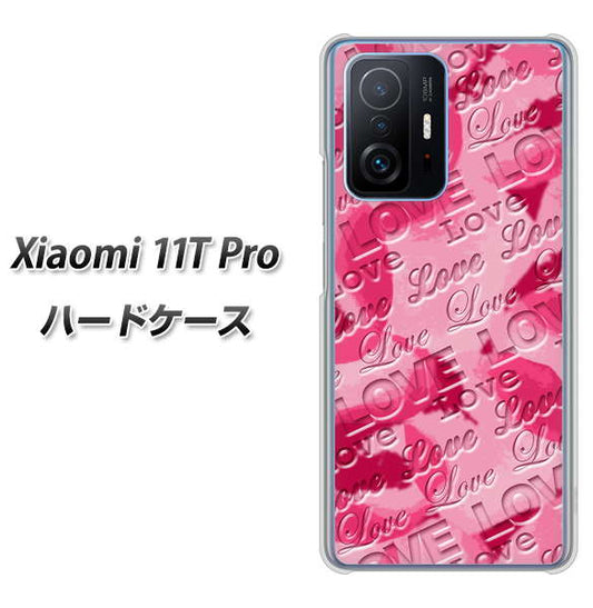 Xiaomi 11T Pro 高画質仕上げ 背面印刷 ハードケース【SC845 フラワーヴェルニLOVE濃いピンク（ローズアンディアン）】