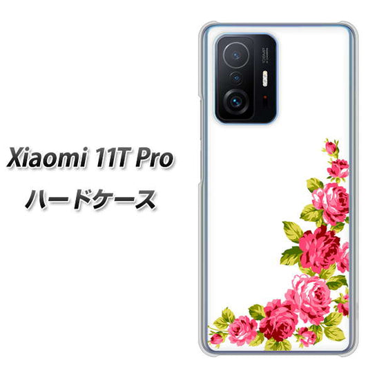 Xiaomi 11T Pro 高画質仕上げ 背面印刷 ハードケース【VA825 バラのフレーム(白)】