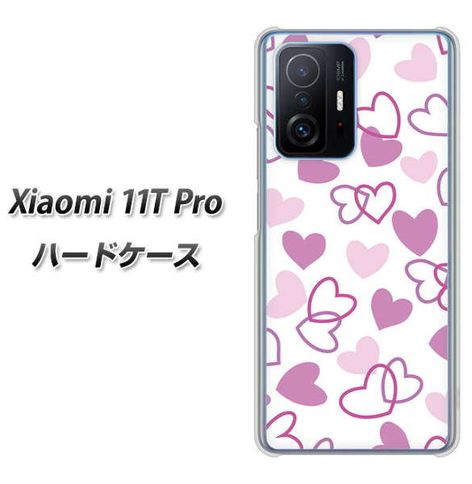 Xiaomi 11T Pro 高画質仕上げ 背面印刷 ハードケース【VA928 ハートがいっぱい パープル】