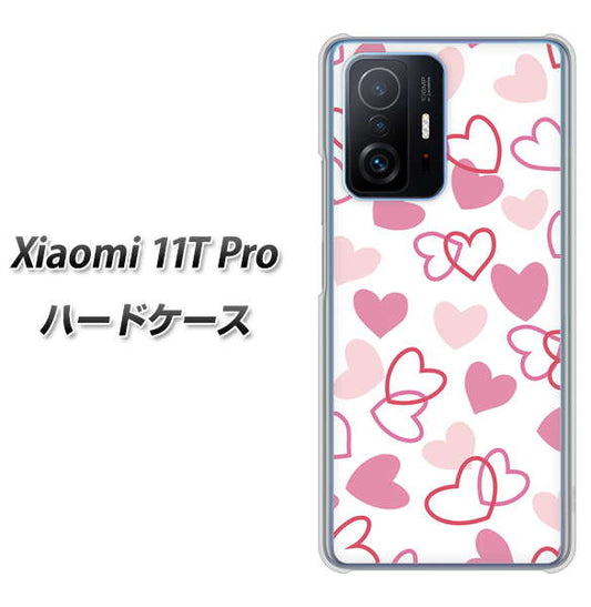 Xiaomi 11T Pro 高画質仕上げ 背面印刷 ハードケース【VA929 ハートがいっぱい ピンク】