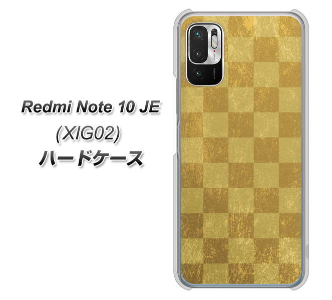 Redmi Note 10 JE XIG02 au 高画質仕上げ 背面印刷 ハードケース【619 市松模様—金（骨董風に傷んだイメージ）】