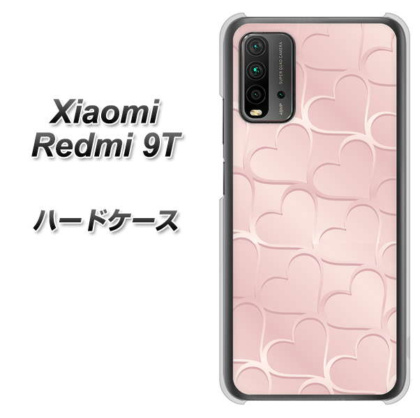 SIMフリー Xiaomi（シャオミ）Redmi 9T 高画質仕上げ 背面印刷 ハードケース【1340 かくれハート（ローズピンク）】
