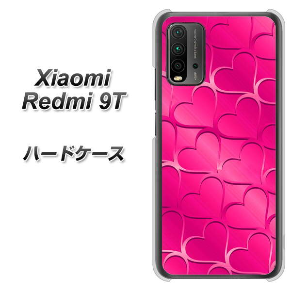SIMフリー Xiaomi（シャオミ）Redmi 9T 高画質仕上げ 背面印刷 ハードケース【1347 かくれハート（ショッキングピンク）】