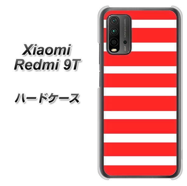 SIMフリー Xiaomi（シャオミ）Redmi 9T 高画質仕上げ 背面印刷 ハードケース【EK881 ボーダーレッド】