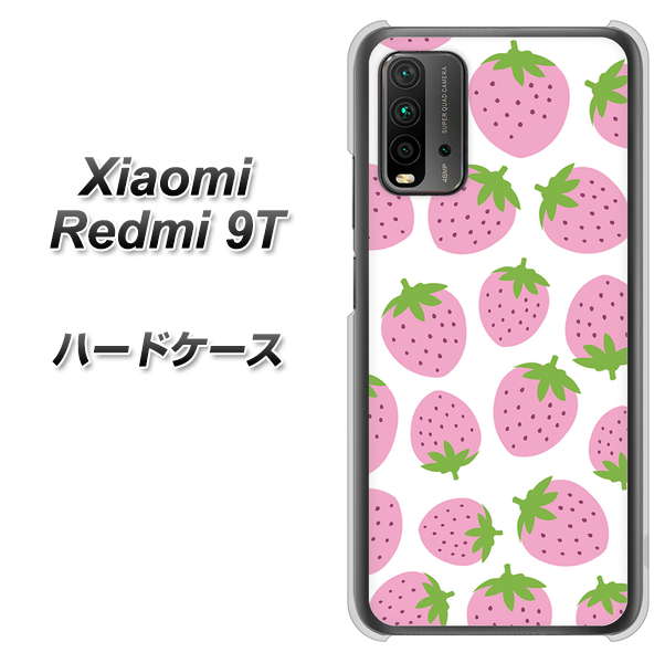 SIMフリー Xiaomi（シャオミ）Redmi 9T 高画質仕上げ 背面印刷 ハードケース【SC809 小さいイチゴ模様 ピンク】