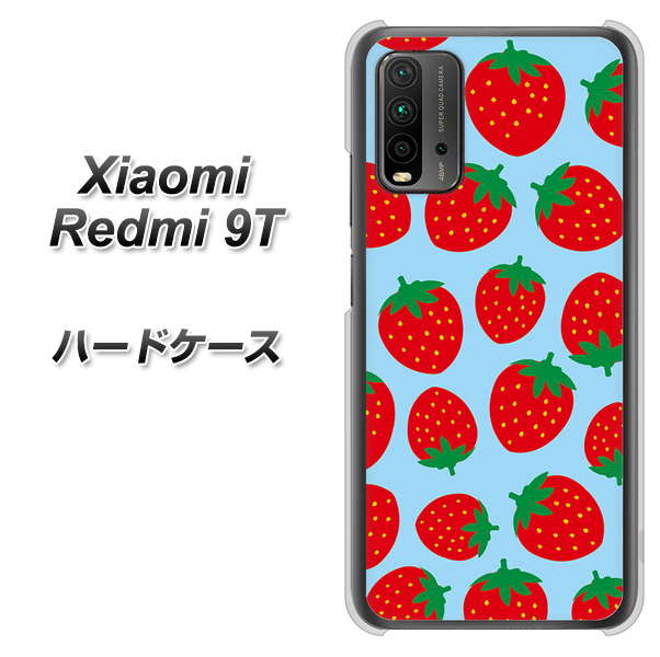 SIMフリー Xiaomi（シャオミ）Redmi 9T 高画質仕上げ 背面印刷 ハードケース【SC814 小さいイチゴ模様 レッドとブルー】