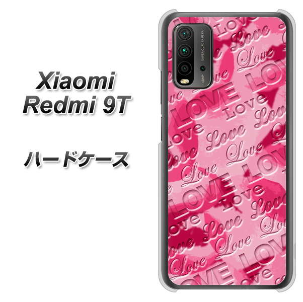 SIMフリー Xiaomi（シャオミ）Redmi 9T 高画質仕上げ 背面印刷 ハードケース【SC845 フラワーヴェルニLOVE濃いピンク（ローズアンディアン）】